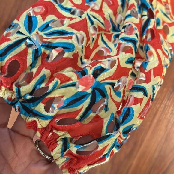 NWT Solid & Striped The Murphy eyelet orange yellow cropped top wrap around size - Picture 5 of 5